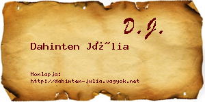 Dahinten Júlia névjegykártya